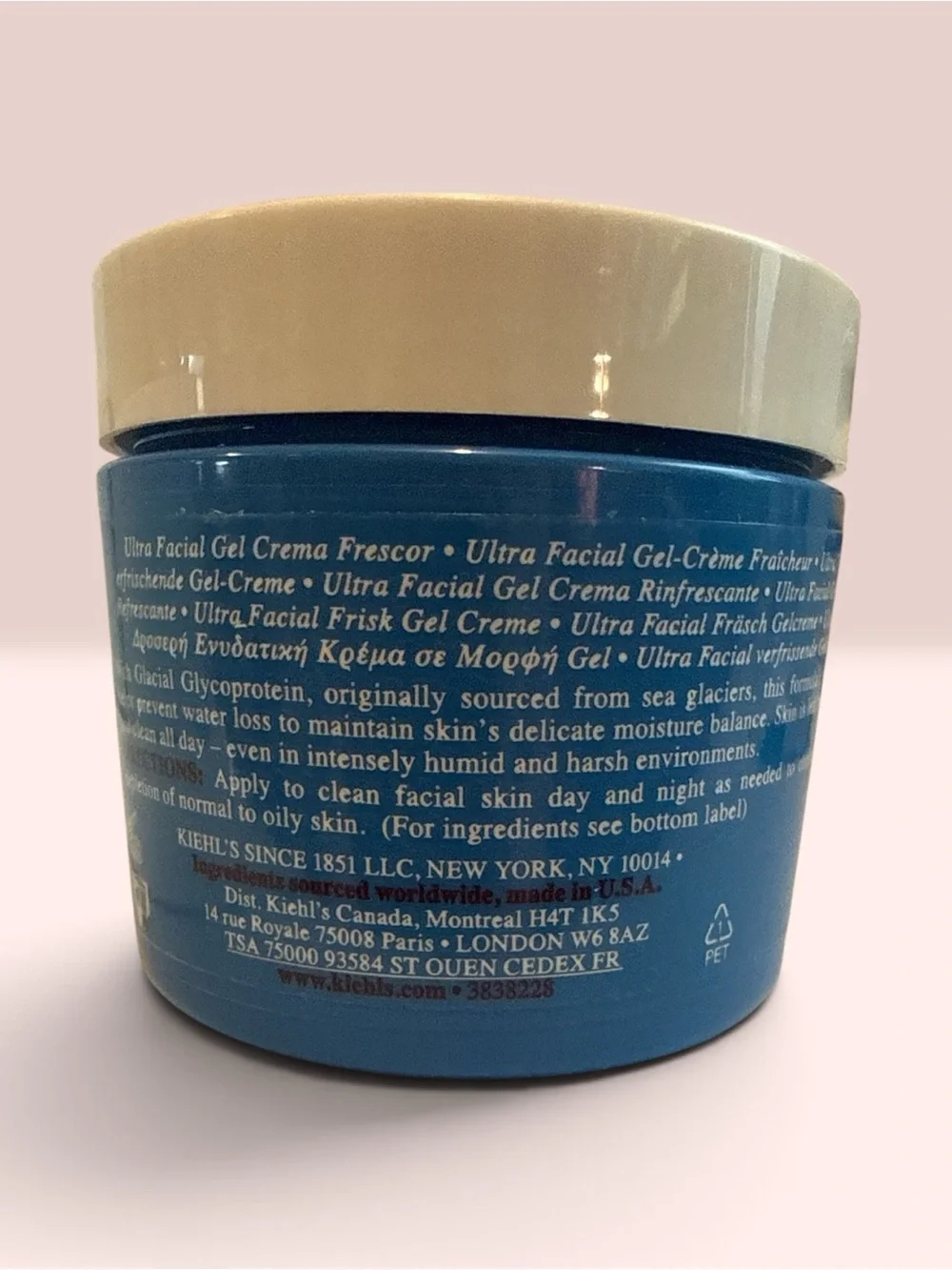 Kiehl's Ultra Facial Fresh Gel Cream - Deep Blue Jar with White Lid 4.2 oz